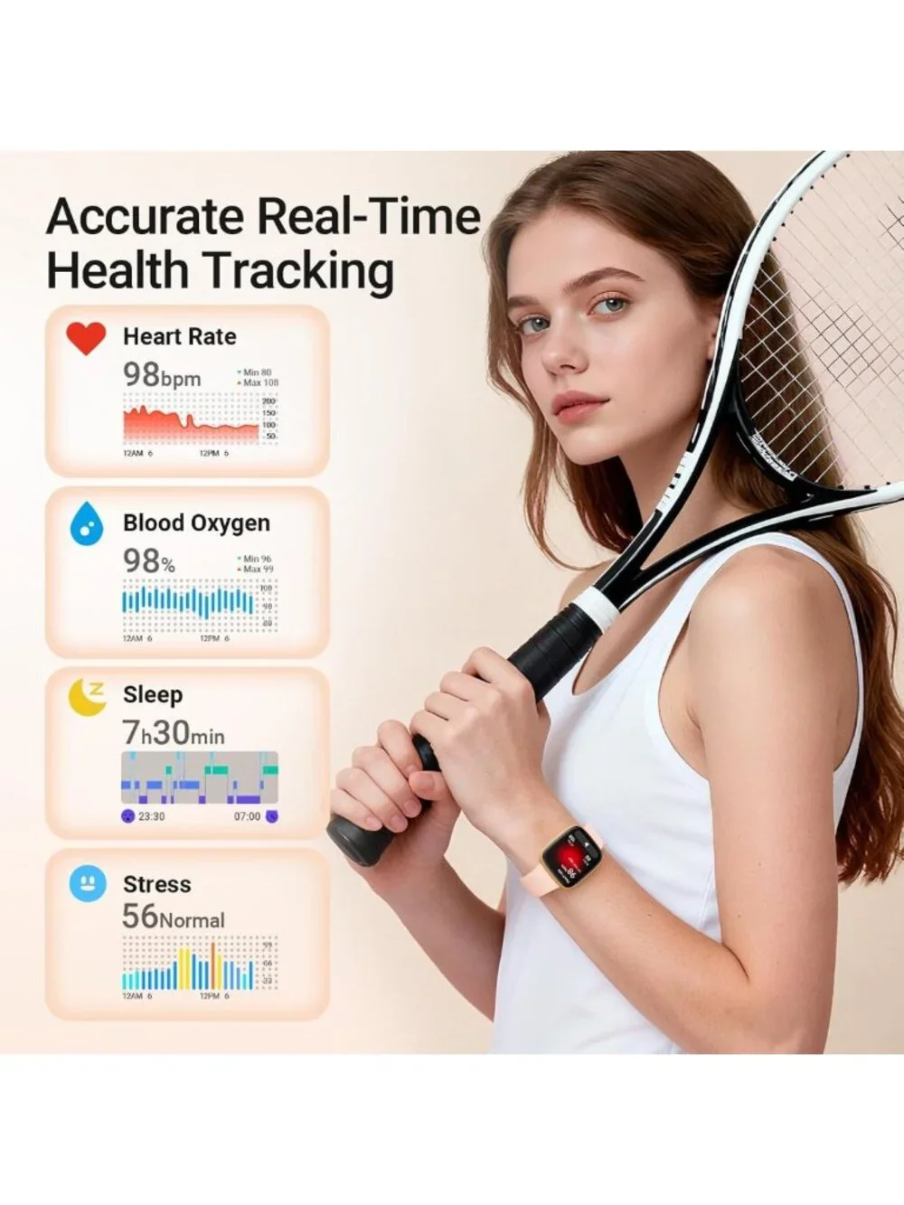 Stylish Smart Watch for Women - Make/Answer Calls, 1.85